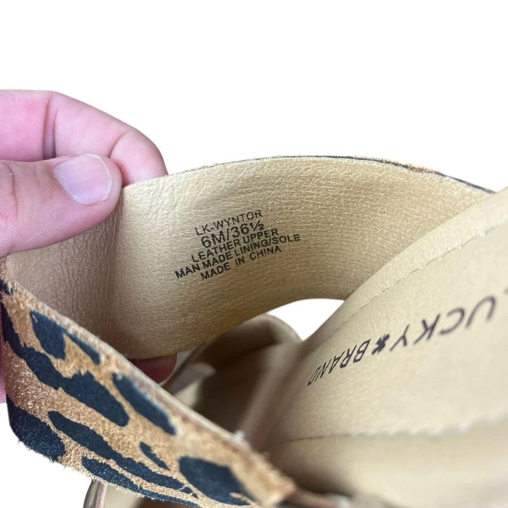 Lucky Brand Wyntor‎ Animal Print Slip Sandals Straps Shoes 6 M
